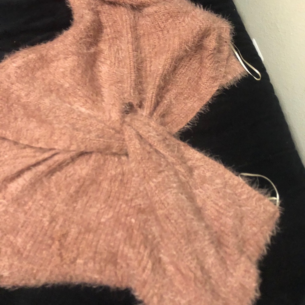 Pink V back knotted sweater